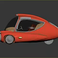 Red Retro Concept Car With Streamlined Body Silver Wheels And Brown Interior Seats