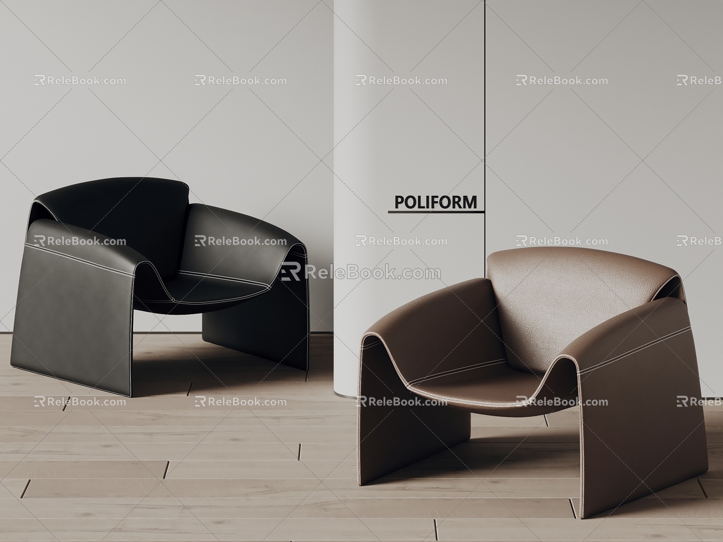 poliform Modern Leisure Chair Leather Chair Crab Chair 3d model