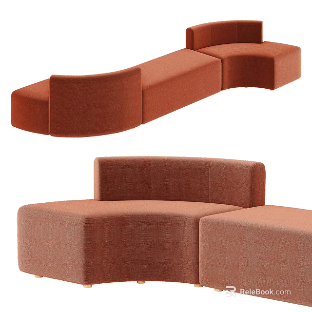 Modern Irregular Shaped Sofa With Curved Modular Design And Fabric Upholstery 3d model 