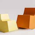 Yellow And Orange Leisure Chairs With Modern Geometric Design Against White Background