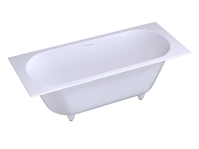 White Rectangular Freestanding Bathtub With Modern Smooth Surface And Feet 3d model