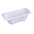 White Rectangular Freestanding Bathtub With Modern Smooth Surface And Feet