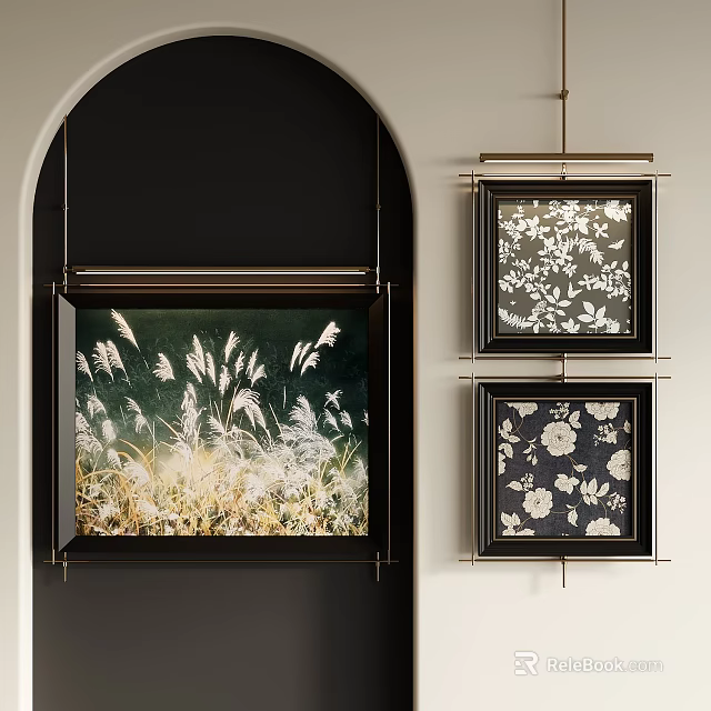 Abstract Painting Framed Artwork For Modern Wall Decor With Unique Design Elements 3d model
