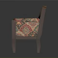 Vintage Sofa Upholstered With Intricate Colorful Pattern And Wooden Frame
