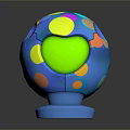 Vibrant Colorful Sphere With Various Colored Circles On Blue Base