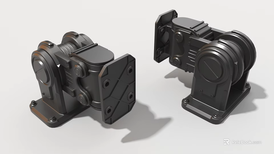 Black Industrial Equipment Metal Mechanical Components With Structural Bolts And Design 3d model 