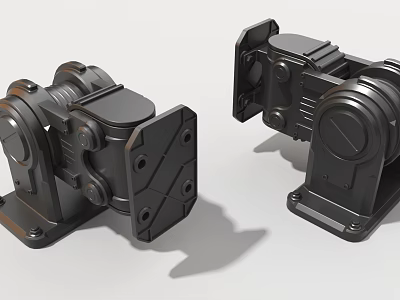 Black Industrial Equipment Metal Mechanical Components With Structural Bolts And Design 3d model