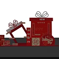 Red Gift Box Photo Check In Spot Featuring Fu Dragon And 2025 Decorations