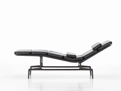 Modern Black Leather Chaise Lounge With Ergonomic Design And Sleek Metal Frame 3d model