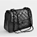 Black Crocodile Texture Handbag With Chain Strap And Metal Clasp Design