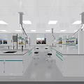 Modern Open Laboratory Design With White Lab Benches Fume Hoods Reagent Racks Bright Clean