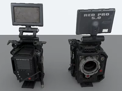 Professional RED PRO S-O Cameras With Display Screens And Lenses 3d model