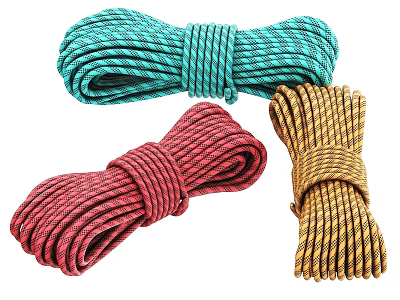 Colorful Coiled Ropes In Blue Green Red And Brown Yellow Tones 3d model