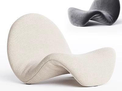 Modern Beige Gray Accent Chair With Curved Sleek Design Plush Fabric Upholstery 3d model