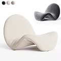 Modern Beige Gray Accent Chair With Curved Sleek Design Plush Fabric Upholstery