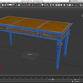 Wooden Office Desk With Carved Legs And Drawers On Gray Background