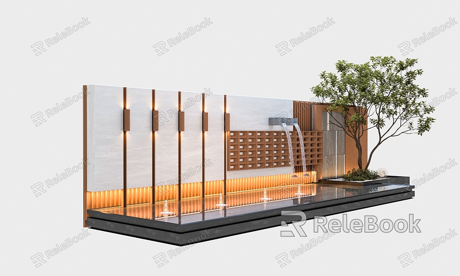 Modern stacked water scene wall model