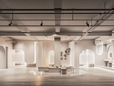 Modern Bridal Shop Interior With Wedding Dress Displays Soft Lighting And Fitting Area 3d model