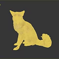 Realistic Orange Fox Sculpture Sitting With Open Mouth And Furry Texture