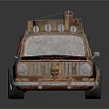 Vintage Rusty Pickup Truck Model With Roof Luggage And Front Lights