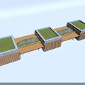 Outdoor Wooden Tree Planters With Stone Edges And Lush Greenery Arrangement