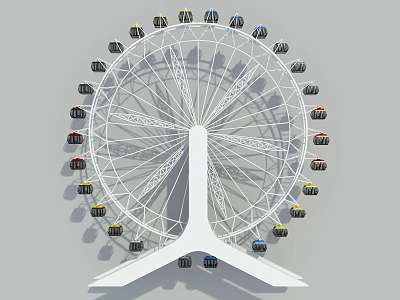 Colorful Cabins Ferris Wheel Outdoor Amusement Park White Steel Structure Amusement Rides 3d model