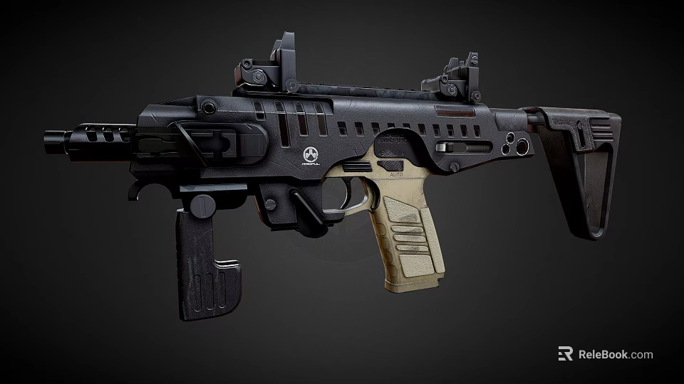 Modern Tactical Rifle Featuring Black Body Tan Grip Tactical Rail and Scope Mounts 3d model 