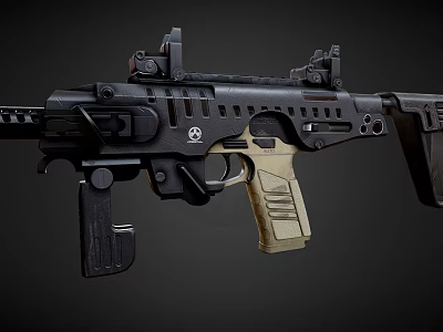 Modern Tactical Rifle Featuring Black Body Tan Grip Tactical Rail and Scope Mounts 3d model
