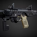 Modern Tactical Rifle Featuring Black Body Tan Grip Tactical Rail and Scope Mounts