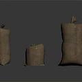 Burlap Storage Sacks In Various Sizes With Tied Tops For Household Use
