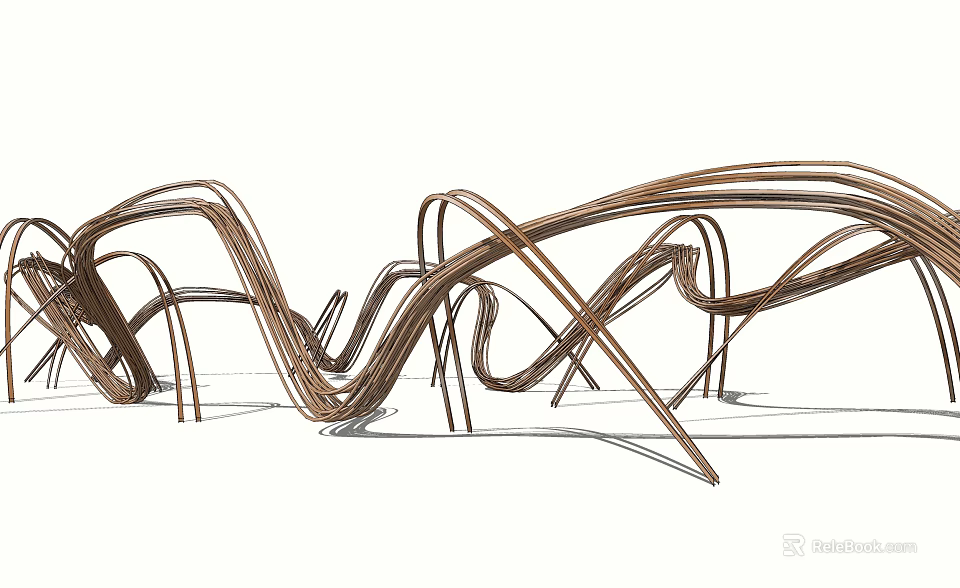 Abstract Metal Sculpture With Modern Curved Design And Flowing Lines For Interior Decor 3d model 
