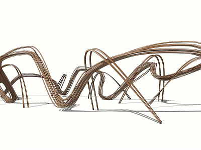 Abstract Metal Sculpture With Modern Curved Design And Flowing Lines For Interior Decor 3d model