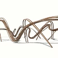 Abstract Metal Sculpture With Modern Curved Design And Flowing Lines For Interior Decor