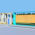 Outdoor Garden Decorative Display Panels With Blue Frames And Tree Background