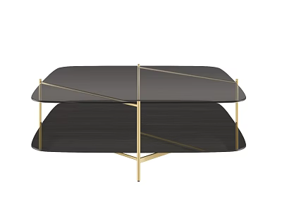 Modern Black Gold Coffee Table With Double Layer Metal Frame And Sleek Design 3d model
