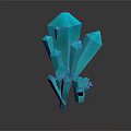Turquoise Blue 3D Rendered Crystal Cluster With Geometric Shapes And Glossy Surface