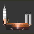 Large Orange and White Water Barge Featuring Open Deck for Cargo Transport 3d model