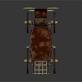 Vintage Horse Carriage With Red Body Golden Wheels And Roof Railings
