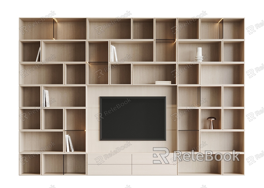 Modern TV background cabinet TV background wall model