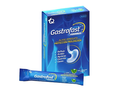 Gastrofast Antacid Medical Device With Fast Relief Double Action Formula And Stomach Illustration 3d model