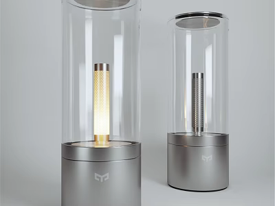 Two Modern Table Lamps With Transparent Glass Shade And Metal Base Design 3d model