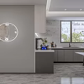 Modern Living And Dining Room Interior With White Sectional Sofa And Gray Area Rug