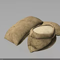 Three Brown Rice Bags With Green Marks One Open Revealing White Rice Grains Inside