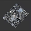 Natural Stone Display With Large White Stone And Small Pebbles On Dark Background