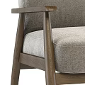 Modern Comfortable Leisure Chair With Beige Fabric Upholstery And Wooden Armrests