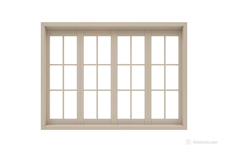 Elegant Beige Sliding Door With Multiple Glass Panels Modern Home Design 3d model 