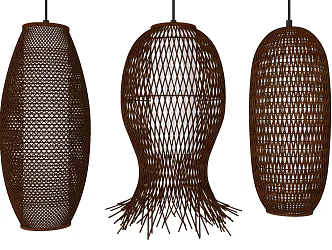 Southeast Asia Chandelier Bamboo Chandelier 3d model