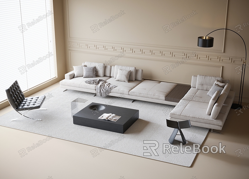 Modern Sofa Coffee Table Combination Coffee Table Leisure Chair Corner Sofa model