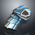 Blue Metallic Weapon With Geometric Design Armor Like Layered Structure And Glowing Gemstone Elements 3d model