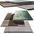 Square Rugs With Modern Geometric Patterns Green Brown Colors And Soft Texture 3d model